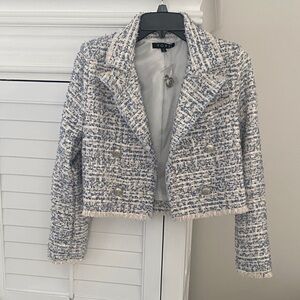 Tweed Jacket in Blue and cream